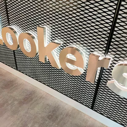 Halo Illuminated 3D Letters made from Brushed Stainless Steel Metal